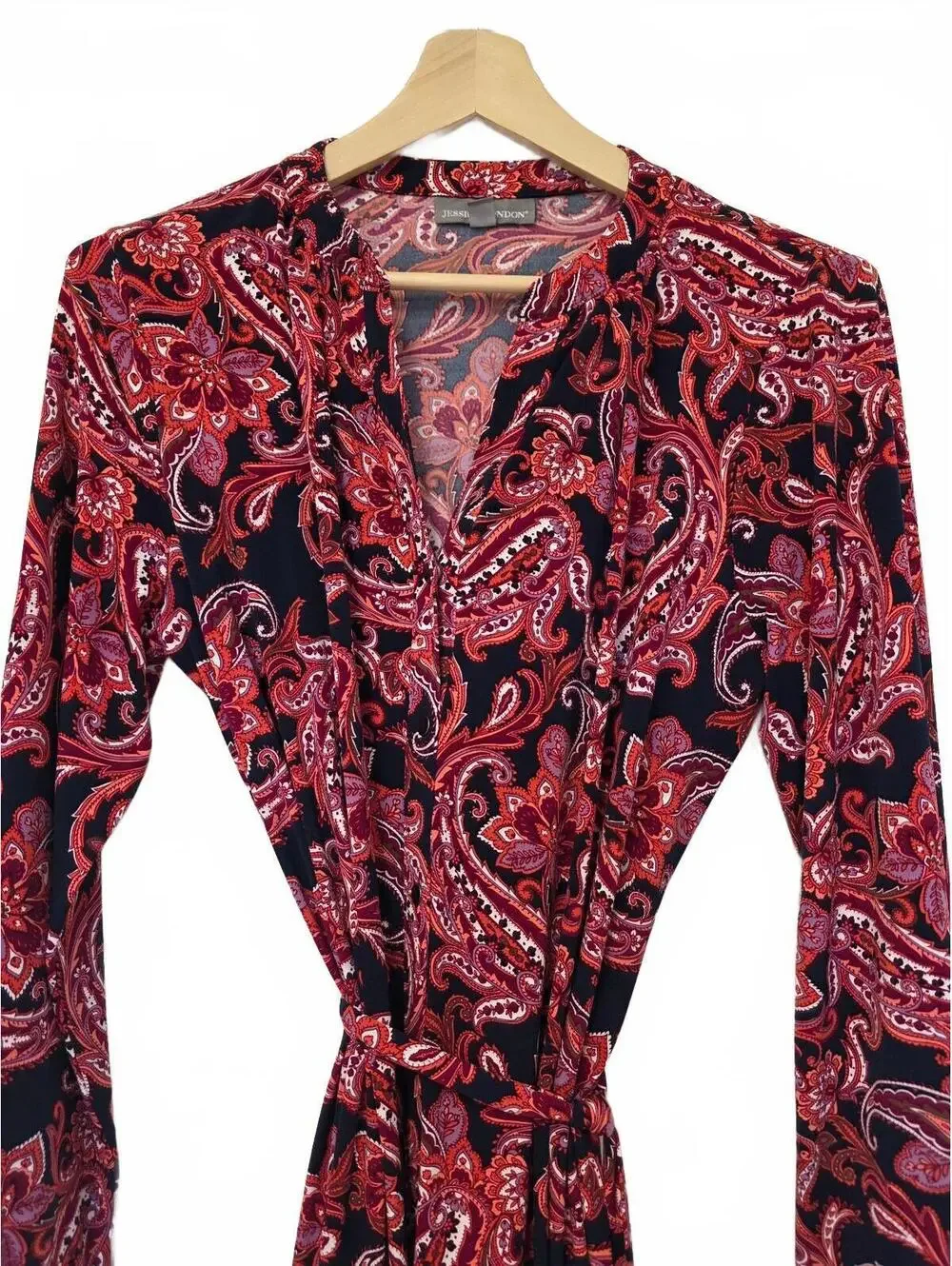 Jessica London knit midi dress featuring paisley red pink black Size 16W NWOT